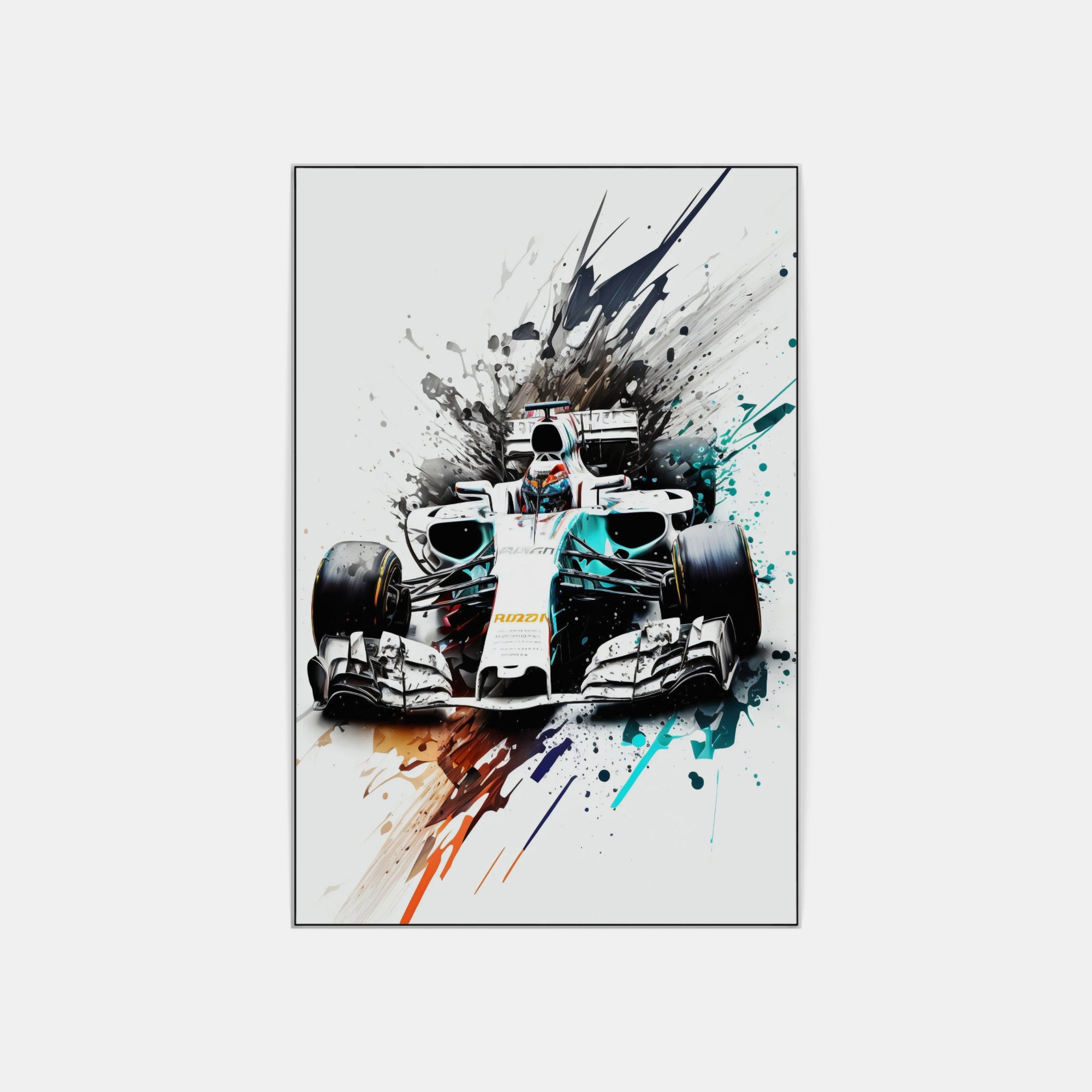 Plakat - Formel 1 Hvid watercolor - admen.dk