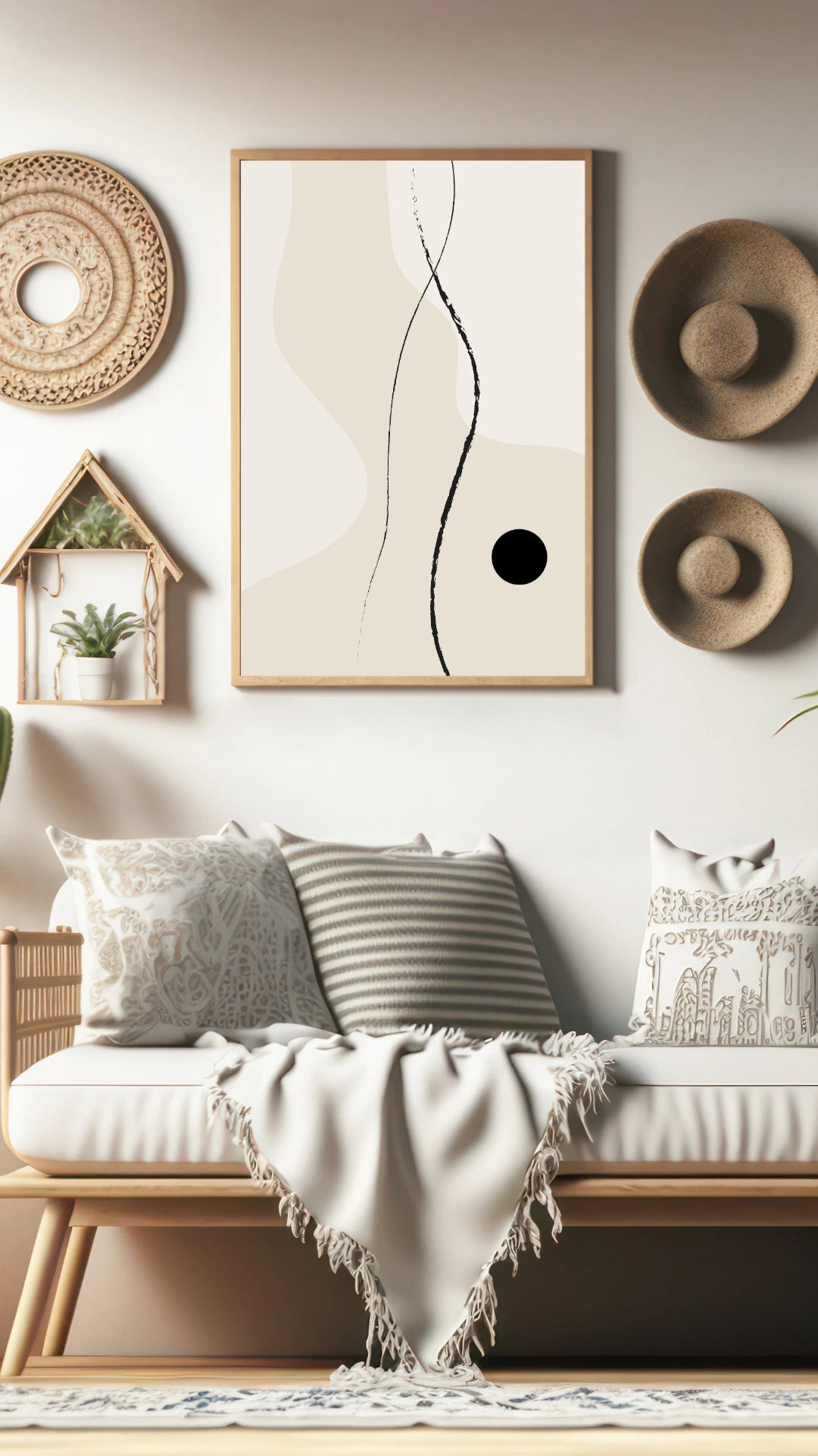 Plakat - Beige soft line kunst - Admen.dk