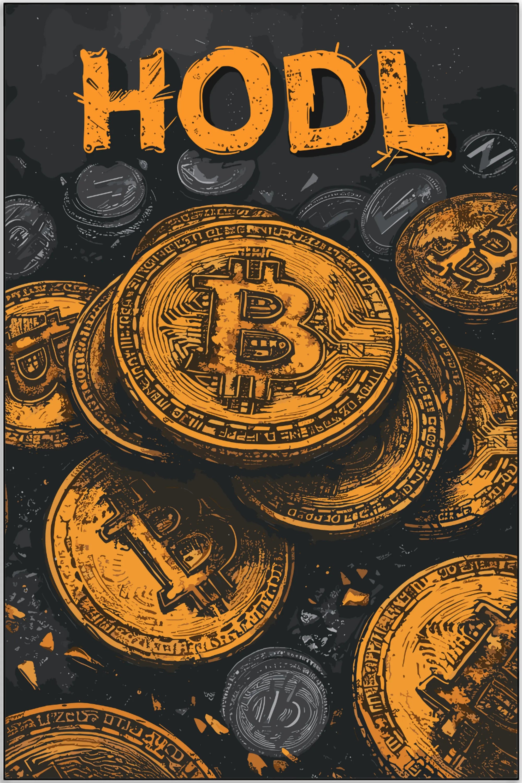 Plakat - Bitcoins orange kunst - admen.dk