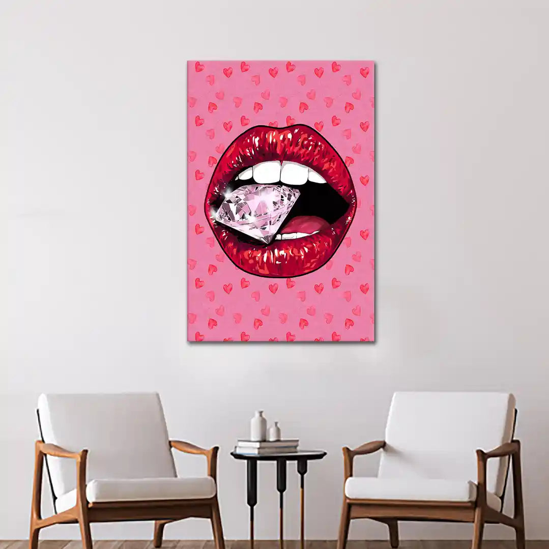 Plakat - Diamond lips and heart kunst - admen.dk