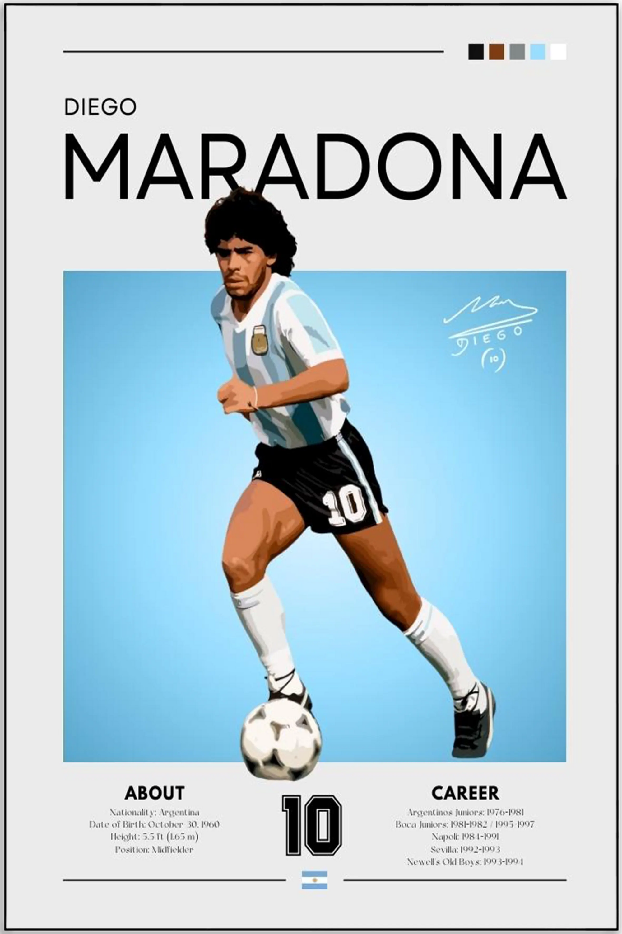 Plakat - Diego Maradona grafisk look - admen.dk