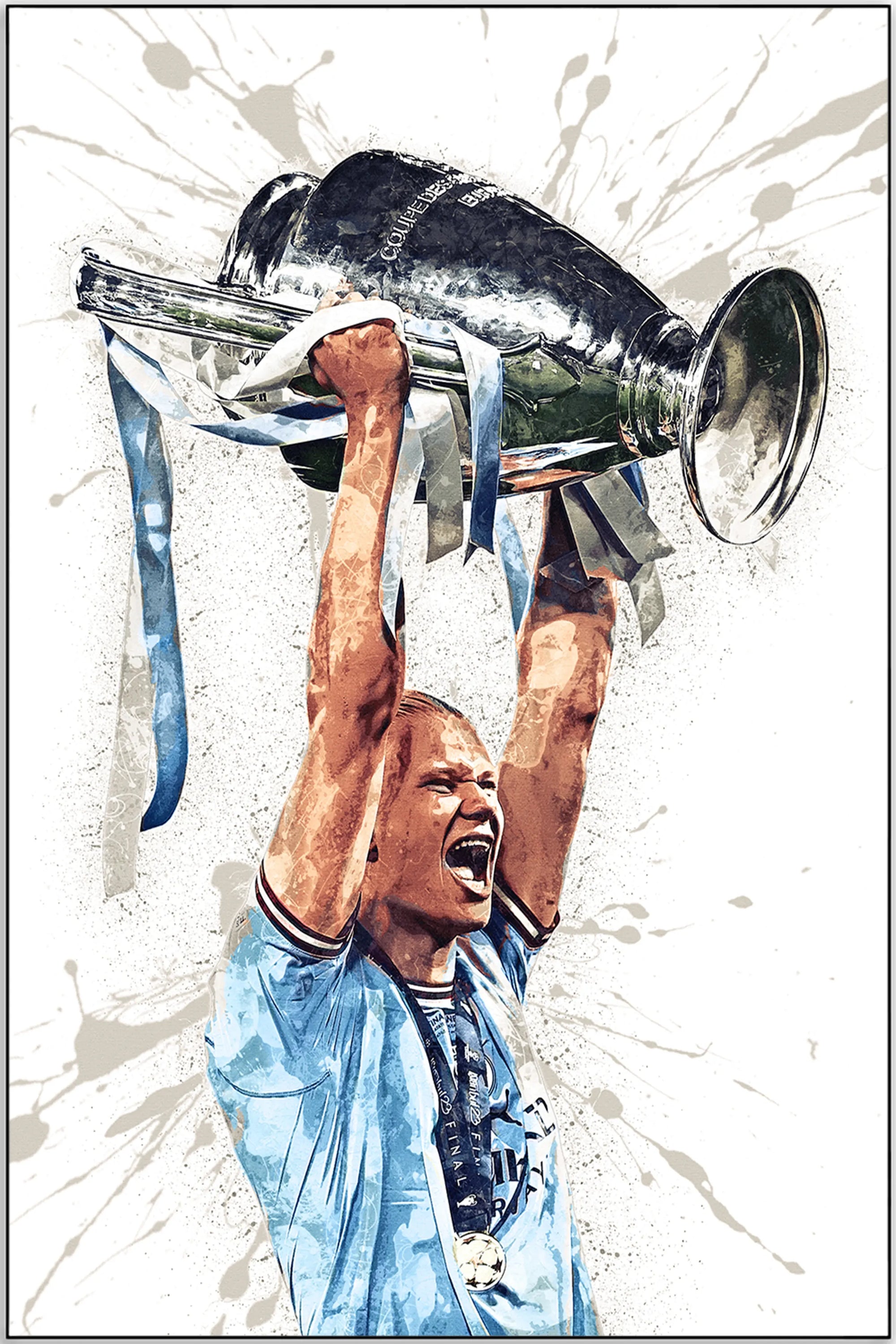 Plakat - Erling Haaland med pokal - admen.dk