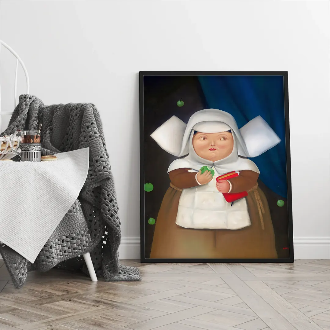 Plakat - Fernando Botero - nonnen og æblet - admen.dk