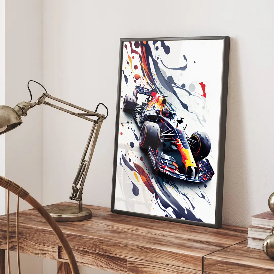 Plakat - Formel 1 Flammer watercolor - admen.dk