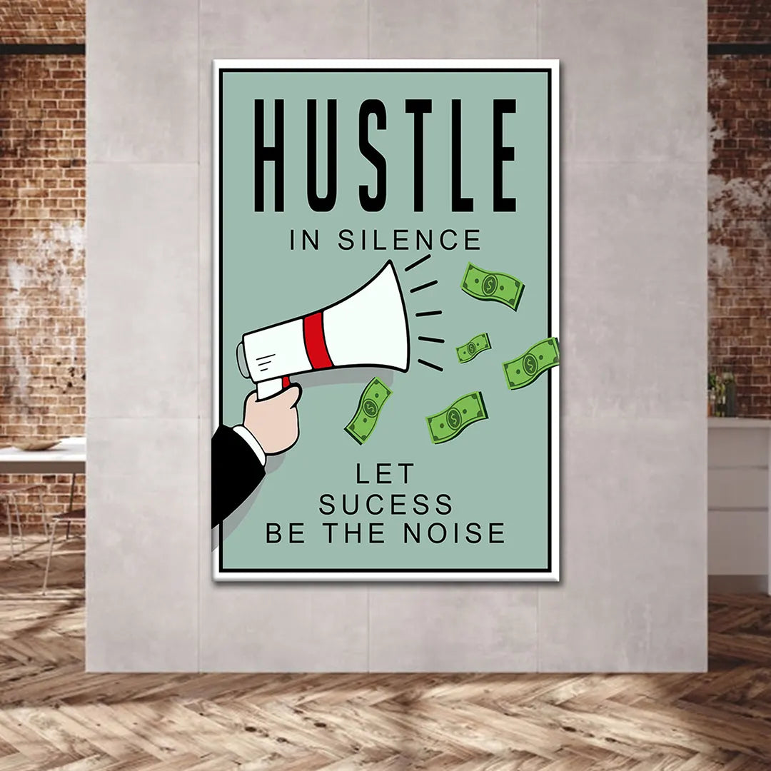 Plakat - Hustle in silence citat - admen.dk