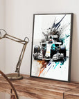 Plakat - Formel 1 Hvid watercolor - admen.dk