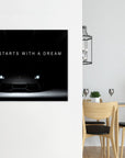 Plakat - It all starts with a dream - Sort Lamborghini - admen.dk