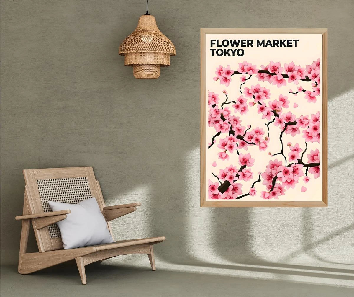 Plakat - Japanske blomster - Flower market - admen.dk