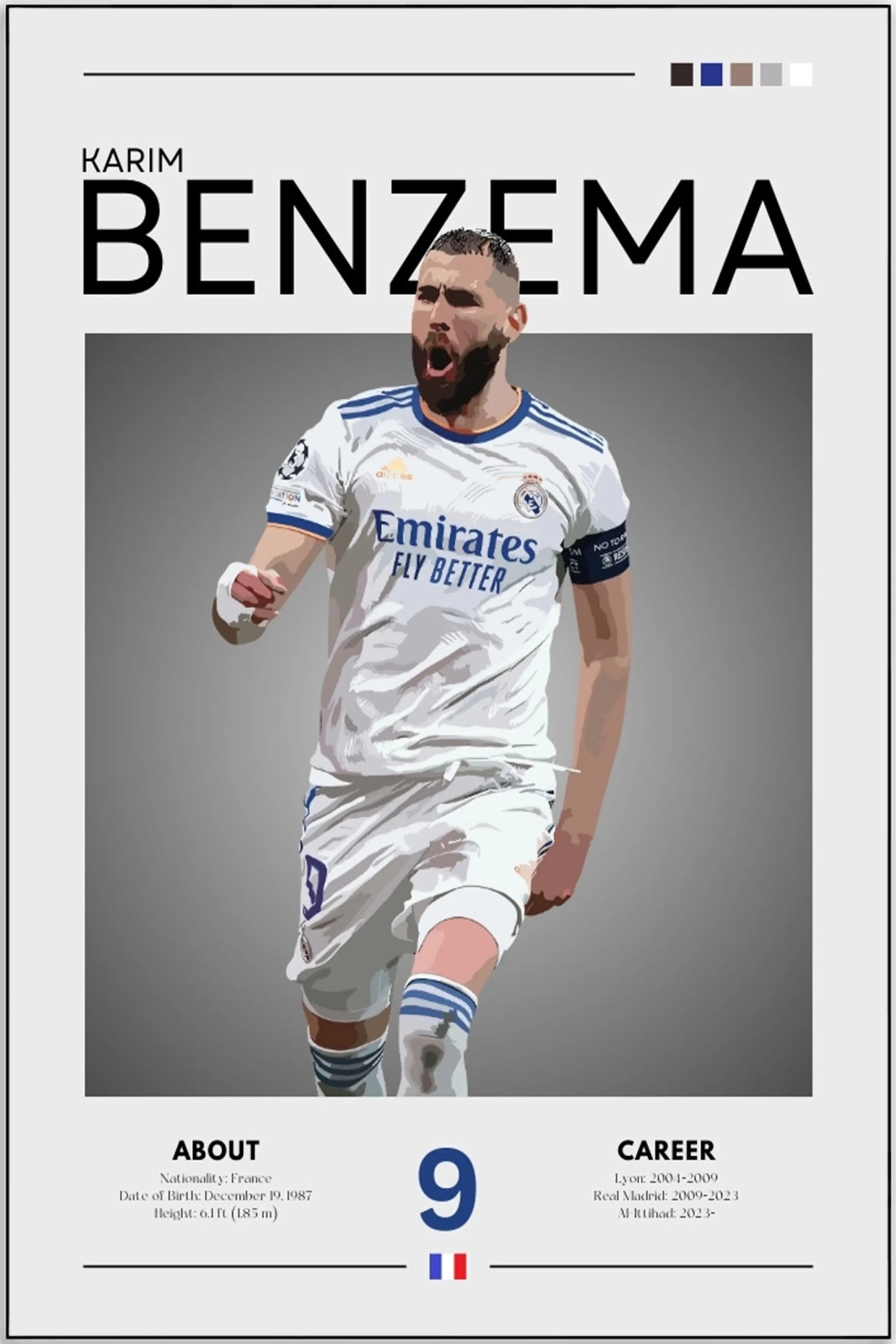 Plakat - Karim Benzema grafisk look - admen.dk