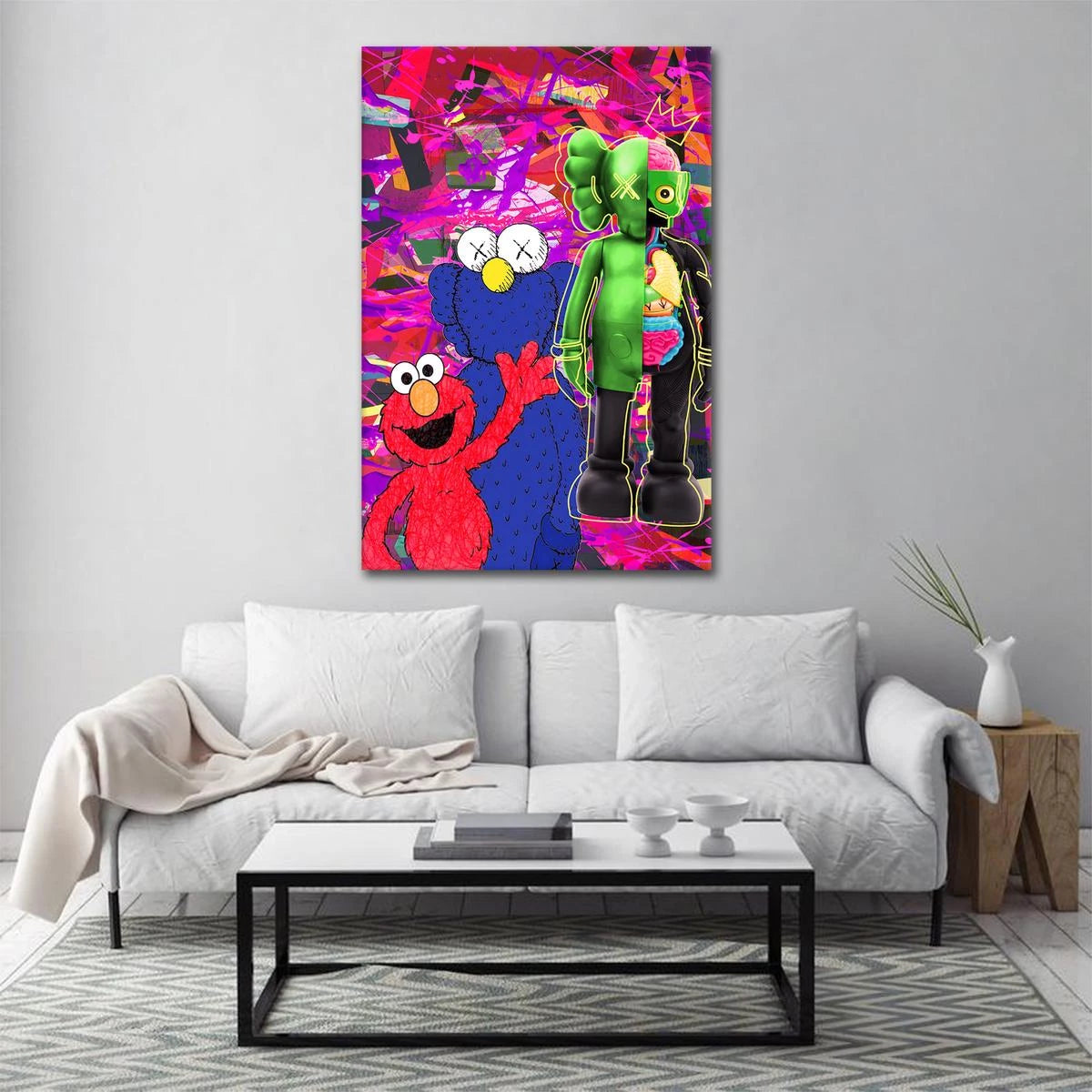 Plakat - Kaws og Elmo street art kunst - admen.dk