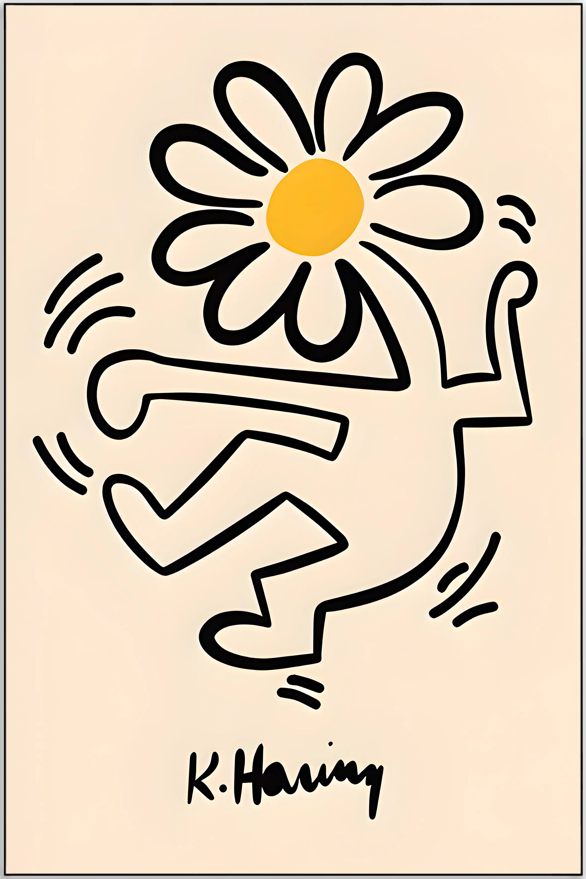 Plakat - Keith Haring i gul - admen.dk