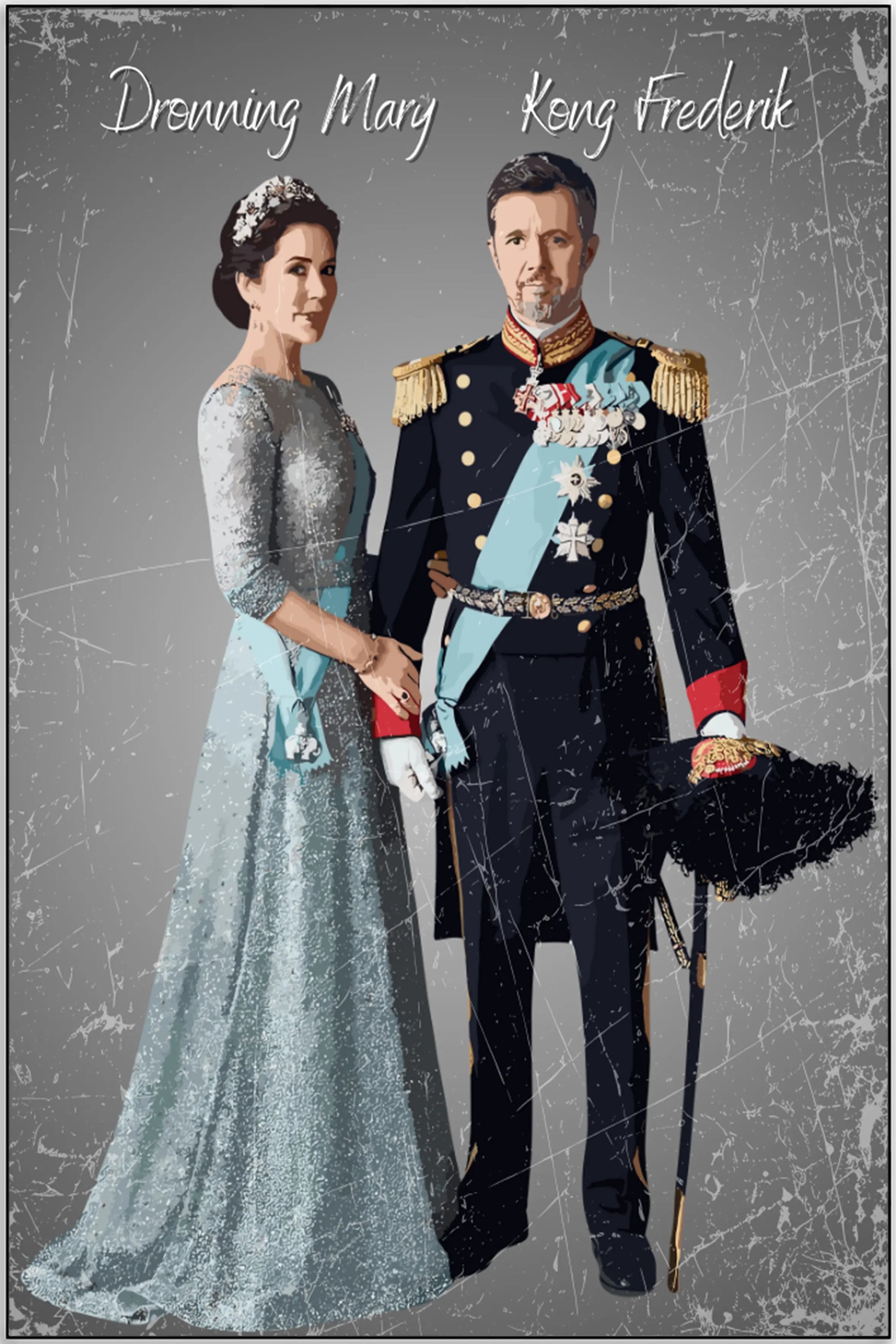 Plakat - Kong Frederik og dronning Mary kunst - admen.dk