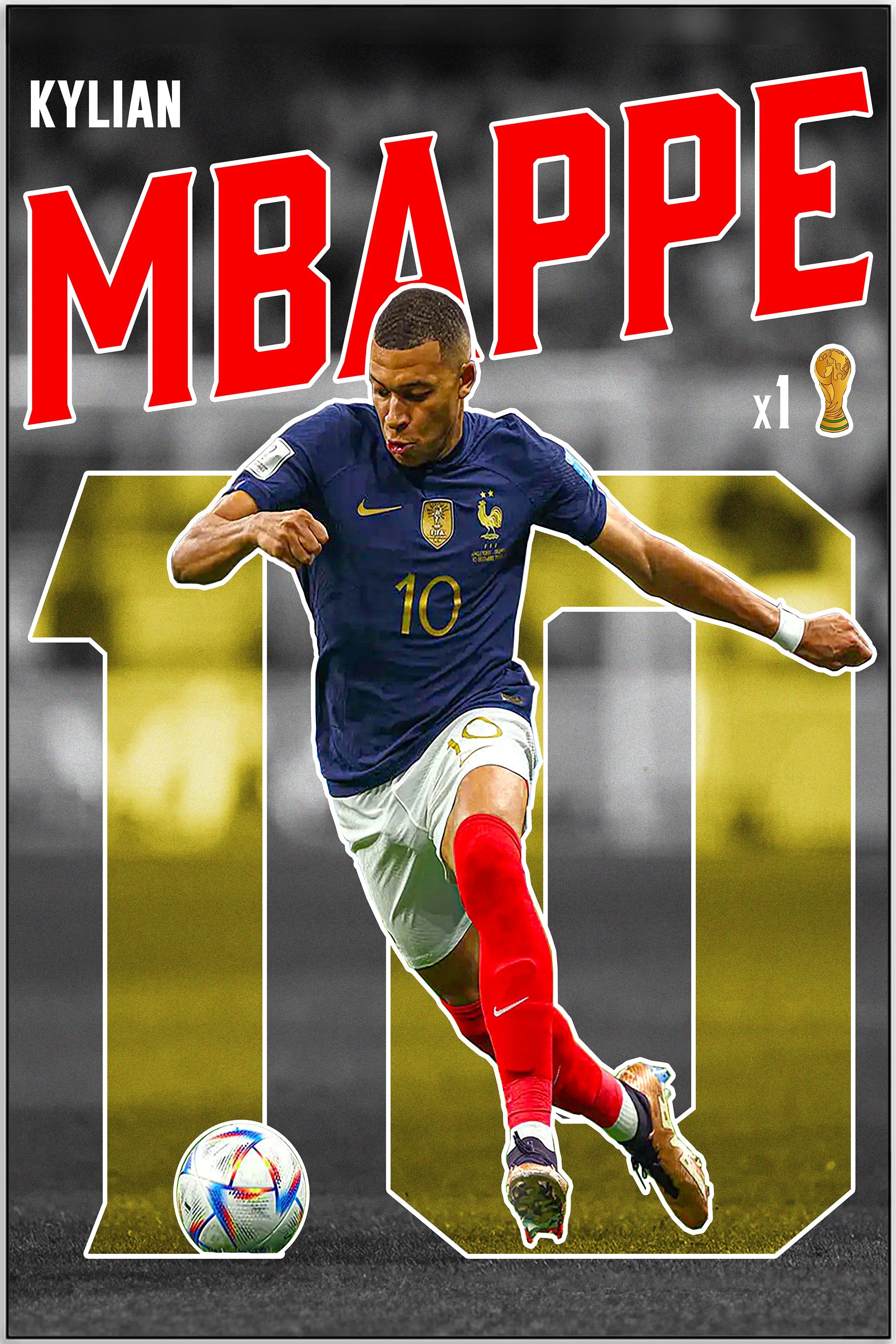 Plakat - Kylian Mbappe i fart - admen.dk