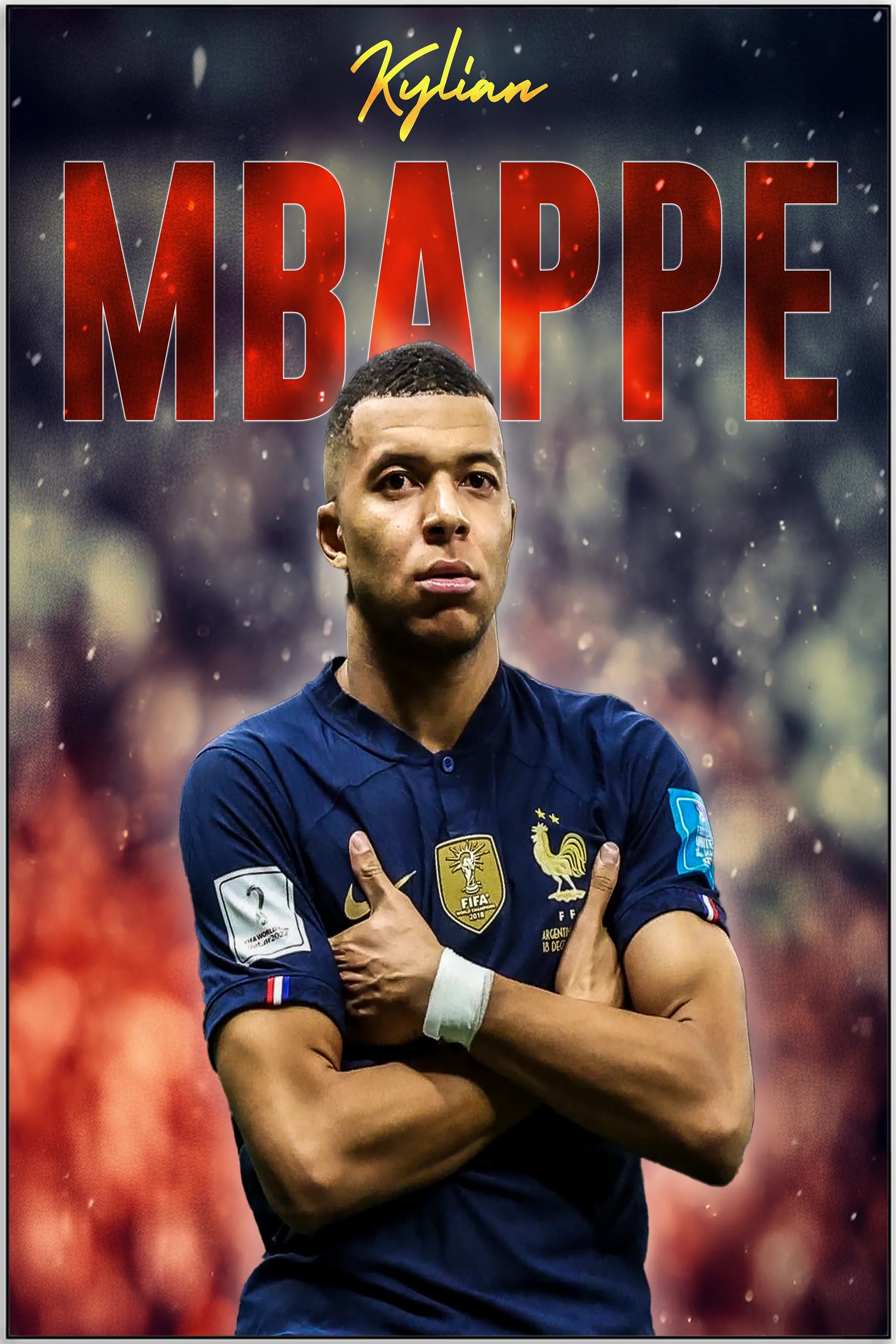 Plakat - Kylian Mbappe fodbold kunst - admen.dk