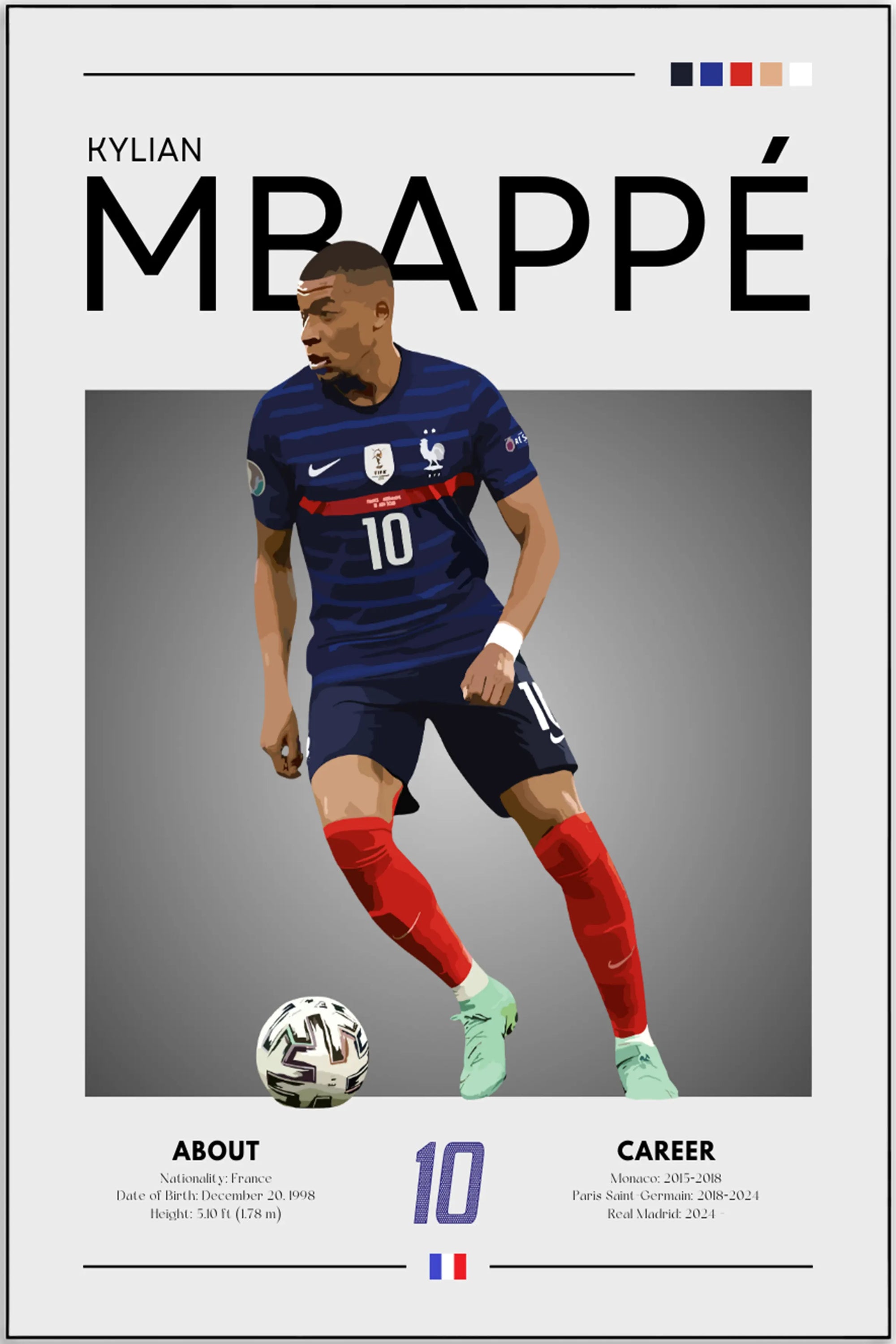 Plakat - Kylian Mbappe grafisk style - Admen.dk