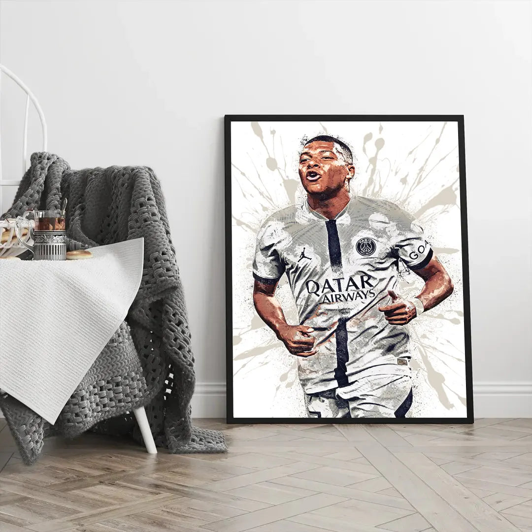 Plakat - Kylian Mbappe i PSG kunst - admen.dk