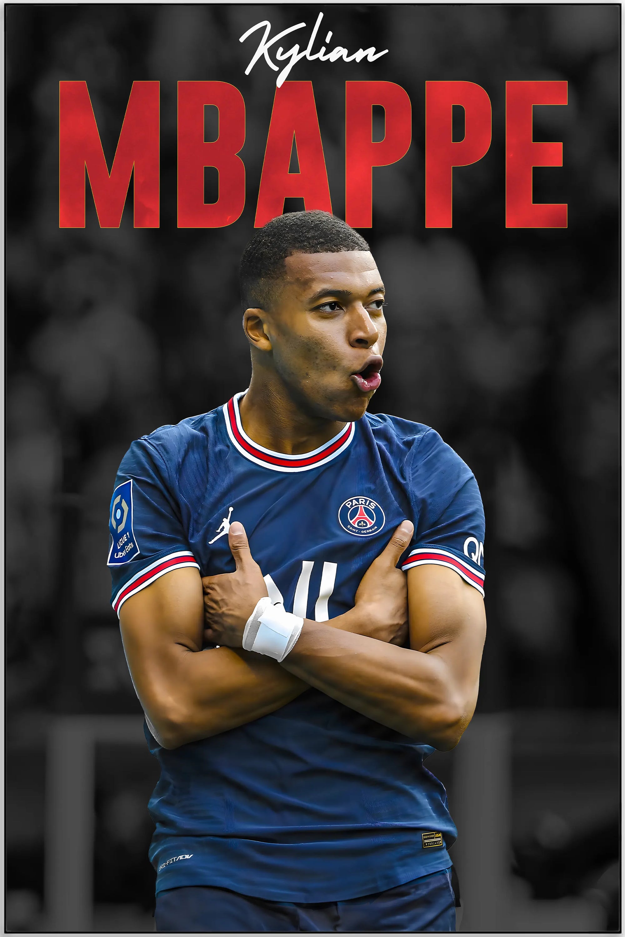 Plakat - Kylian mbappe med råb kunst - admen.dk