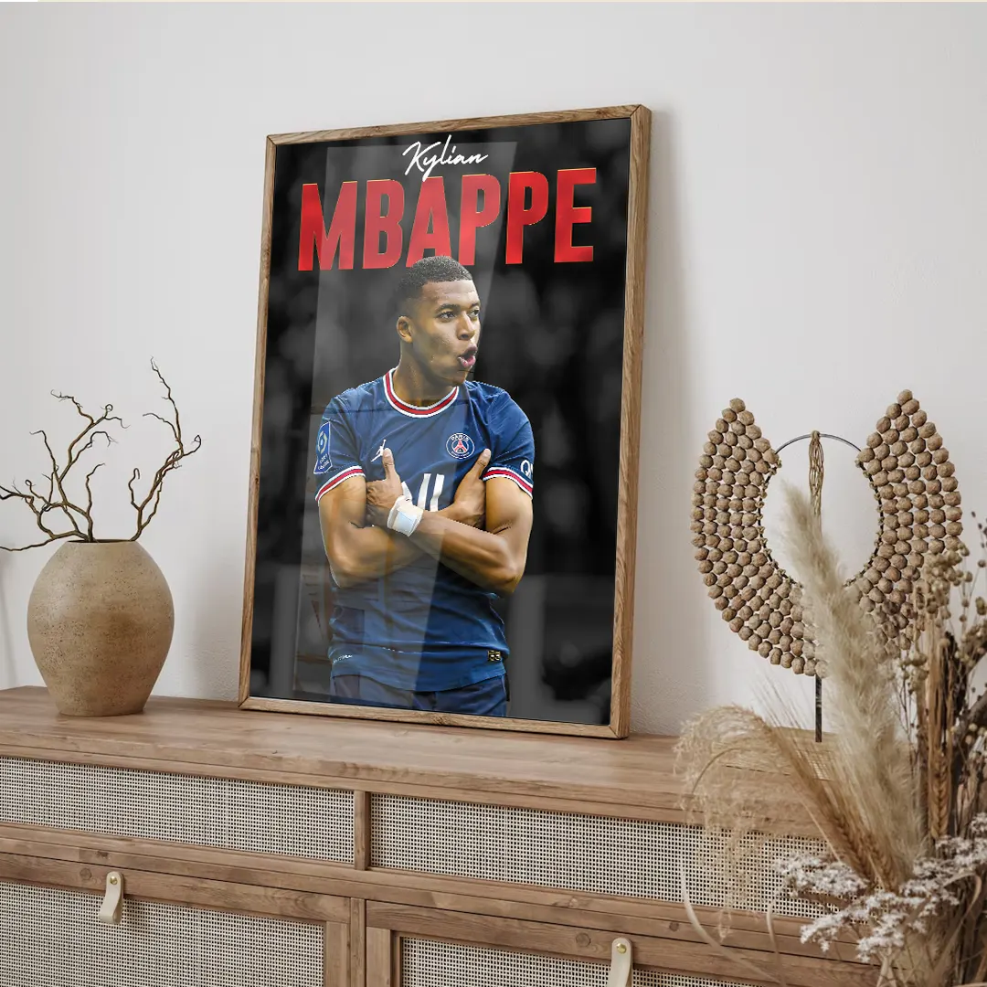 Plakat - Kylian mbappe med råb kunst - admen.dk