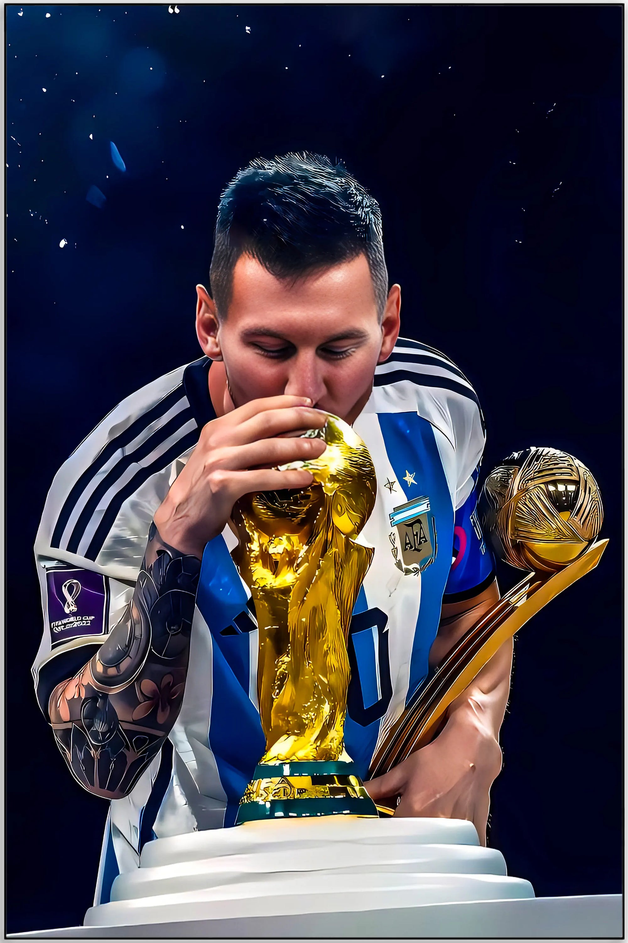 Plakat - Lionel Messi pokal kysset - admen.dk