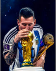 Plakat - Lionel Messi pokal kysset - admen.dk