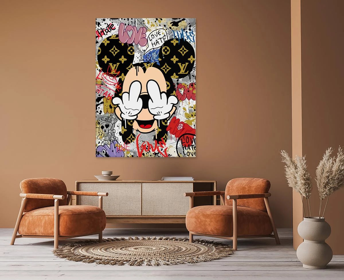 Plakat - Mickey love hate kunst - admen.dk