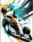 Plakat - Formel 1 Orange watercolor - admen.dk