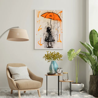 Poster - Girl with orange umbrella