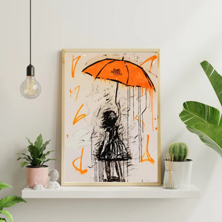 Poster - Girl with orange umbrella