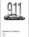 Plakat - Porsche 911 Carrera S kunst - admen.dk