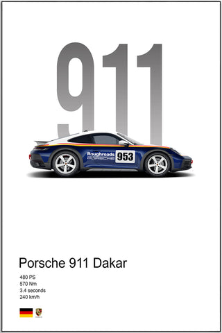 Plakat - Porsche 911 Dakar kunst