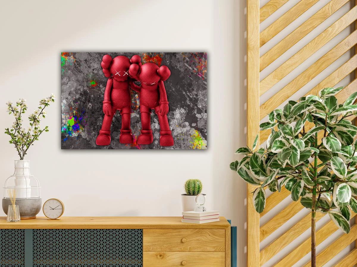 Plakat - Kaws in red kunst - admen.dk