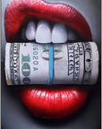 Plakat - Red dollar lips kunst - admen.dk