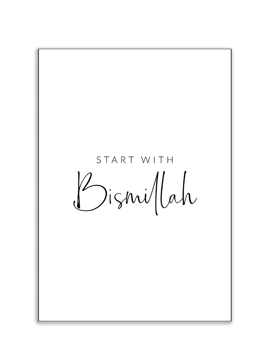 Plakat - Start with Bismillah kunst - admen.dk