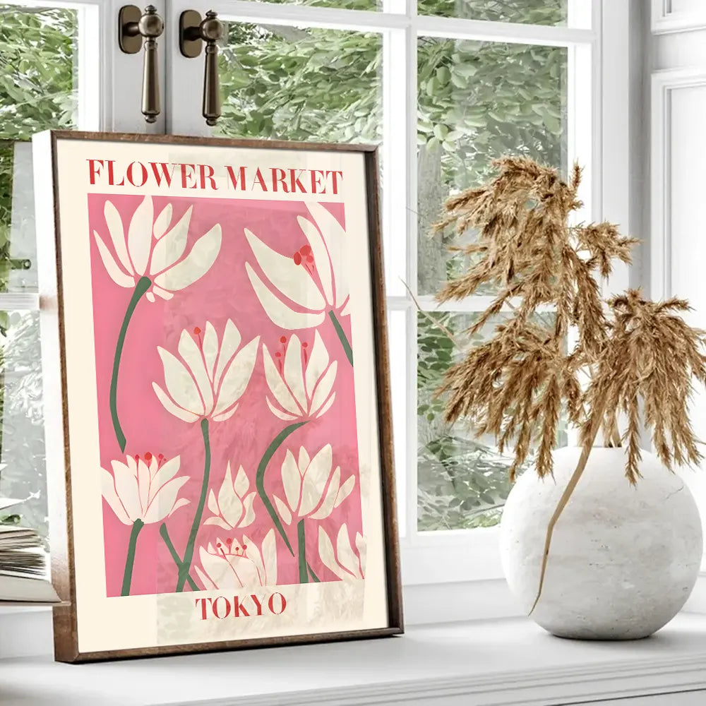 Plakat - Tokyo i pink - Flower market - admen.dk