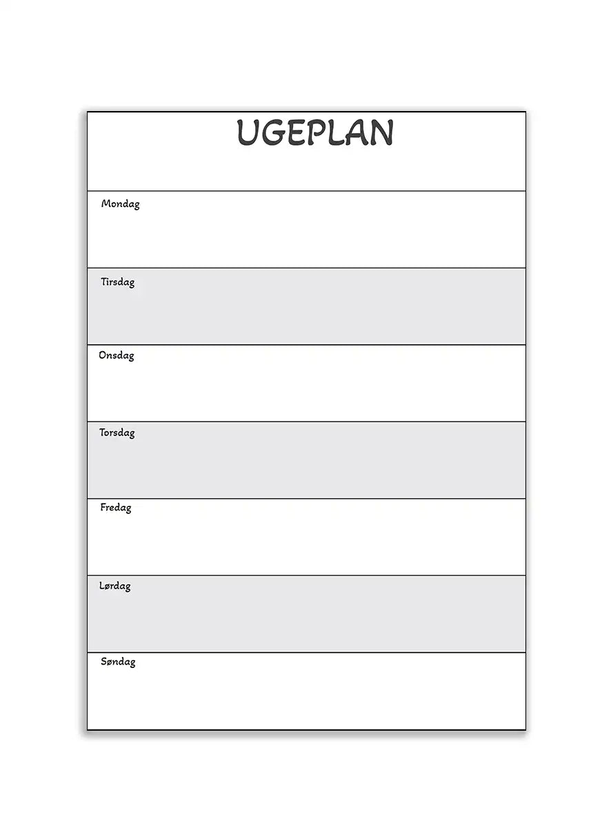 Plakat - Weekly Planner - Dansk - admen.dk