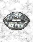 Plakat - White dollar lips kunst - admen.dk