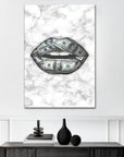 Plakat - White dollar lips kunst - admen.dk