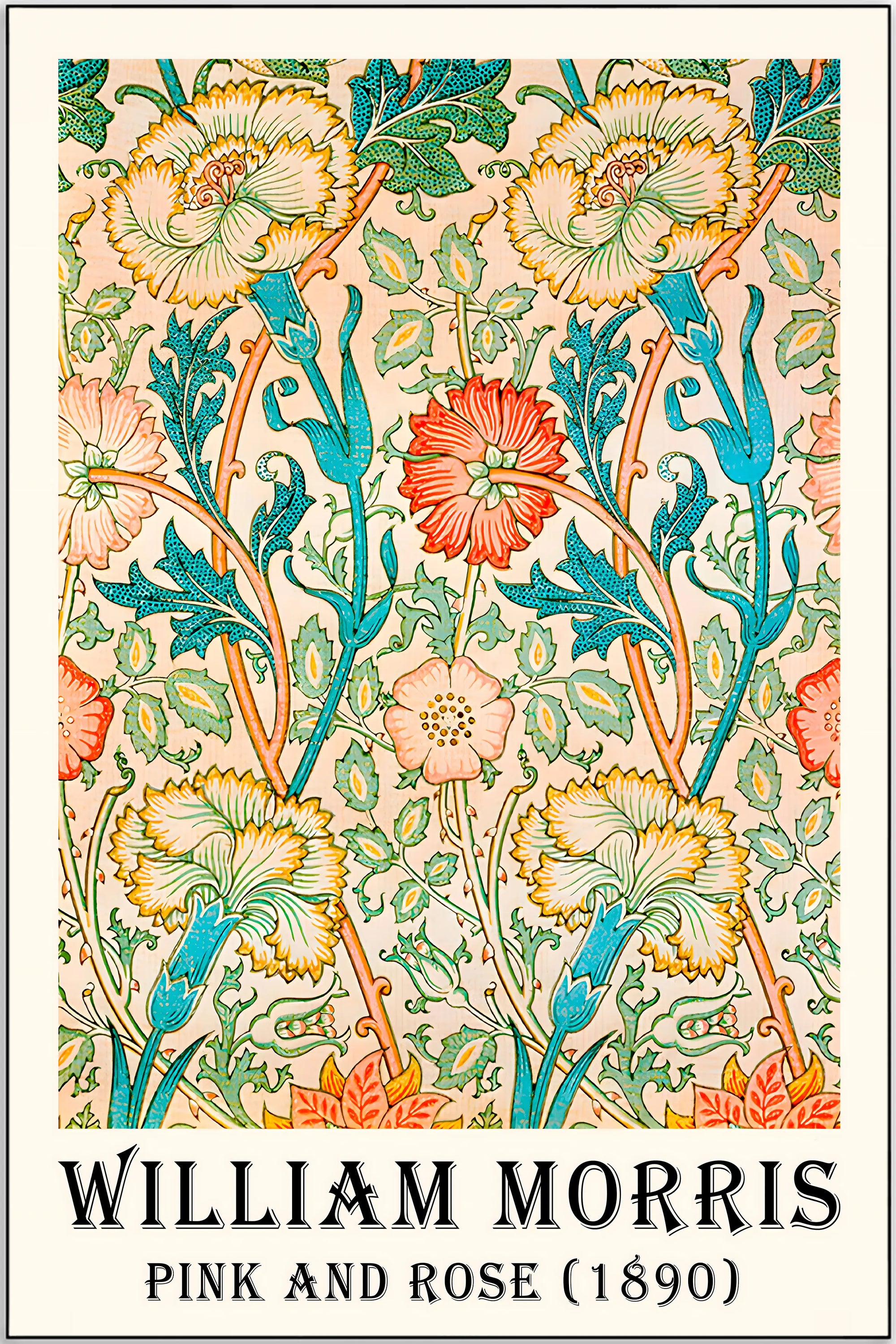 Plakat - William Morris - Pink and rose kunst - admen.dk