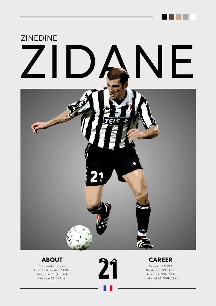 Plakat - Zinedine Zidane Juventus look - admen.dk