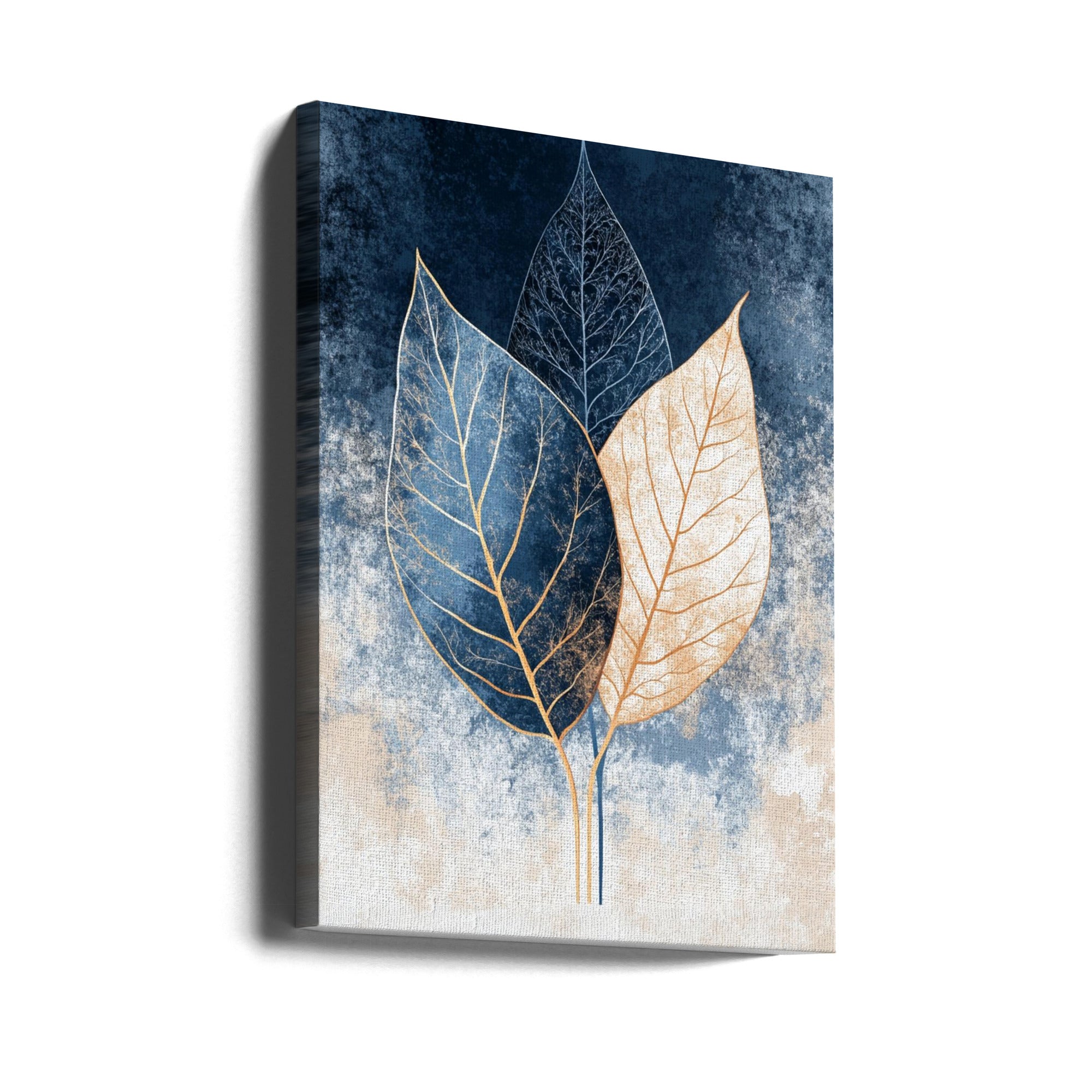 Canvas - Abstract Leaves in Blues 1