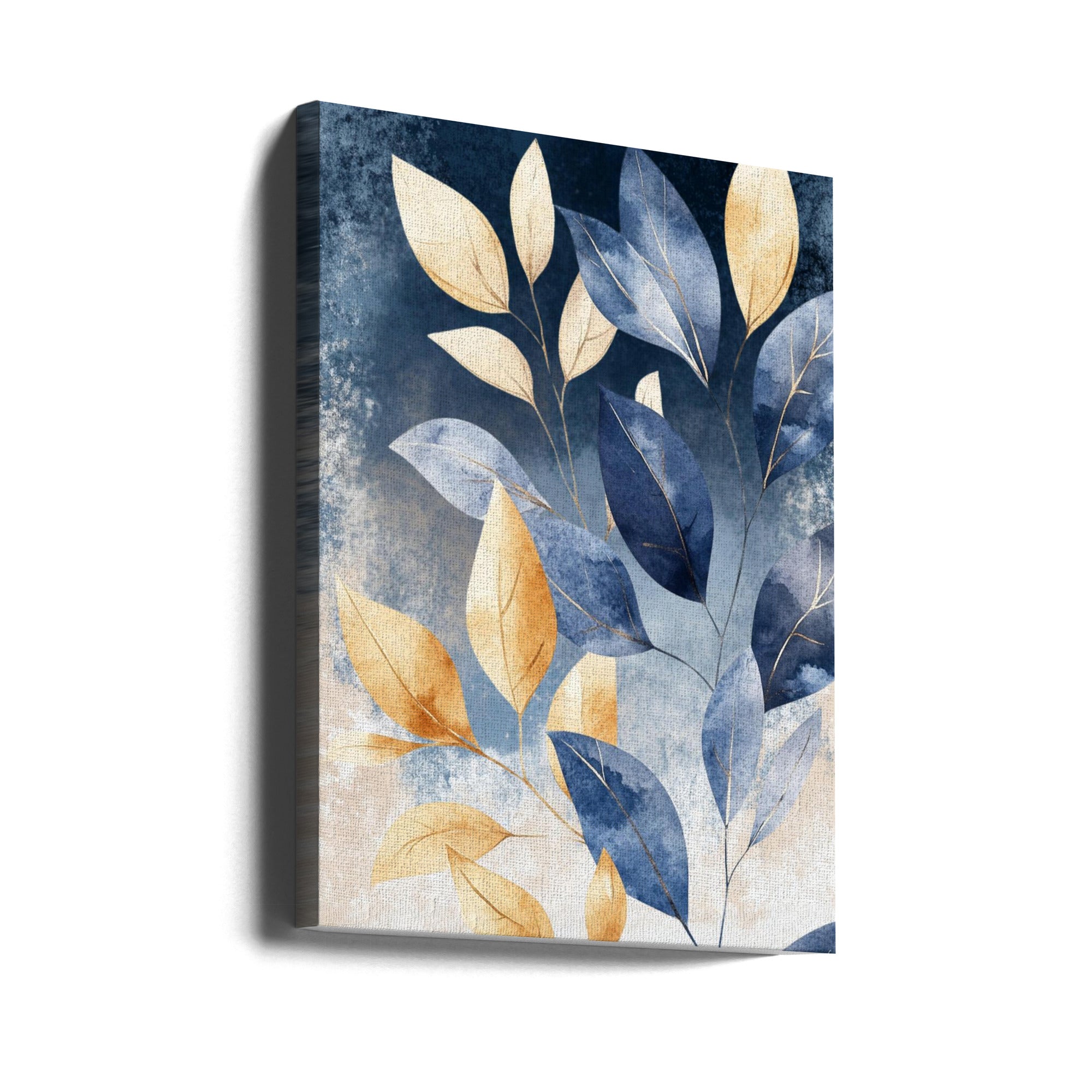 Canvas - Abstract Leaves in Blue 3