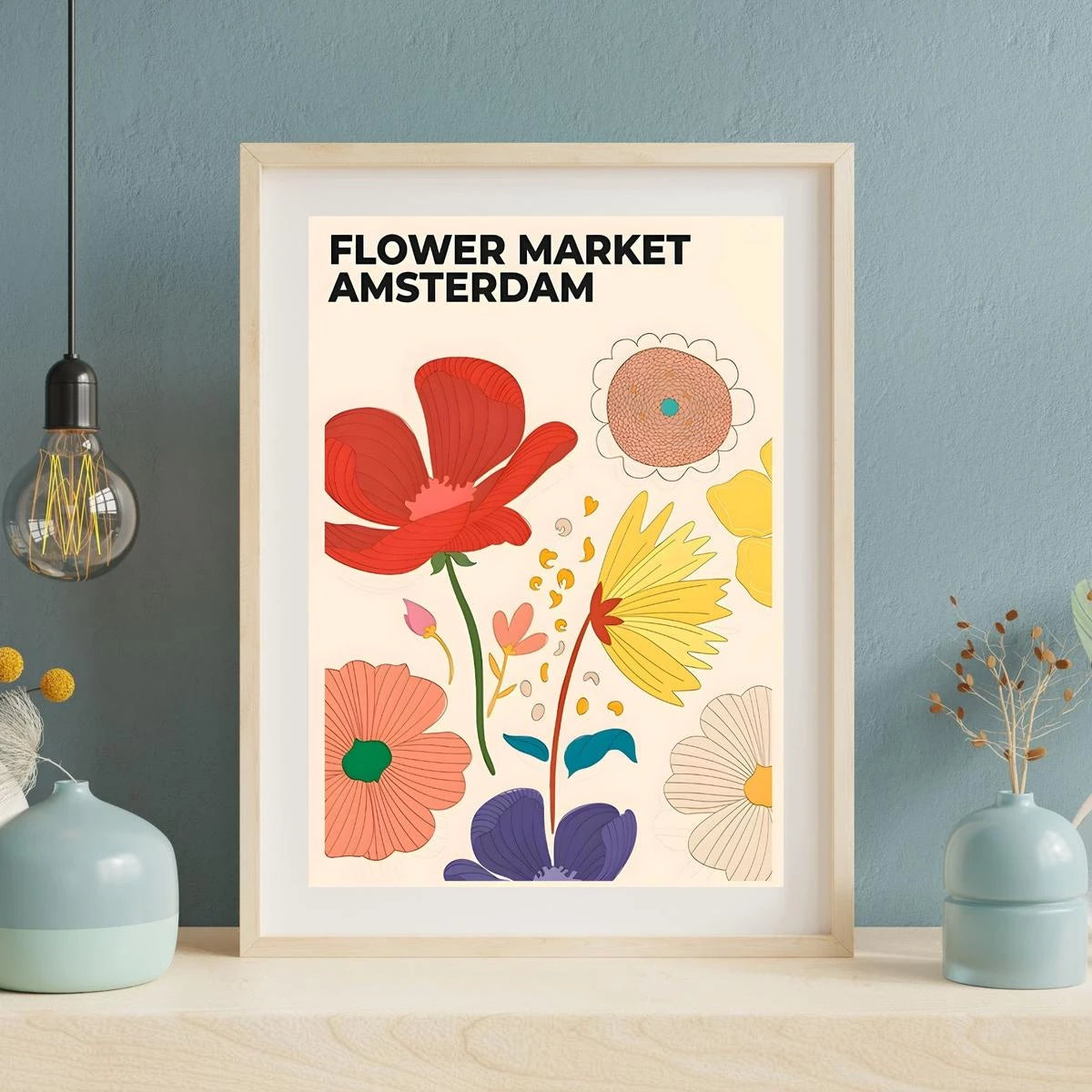 Plakat - Farverige blomster - Flower market - admen.dk