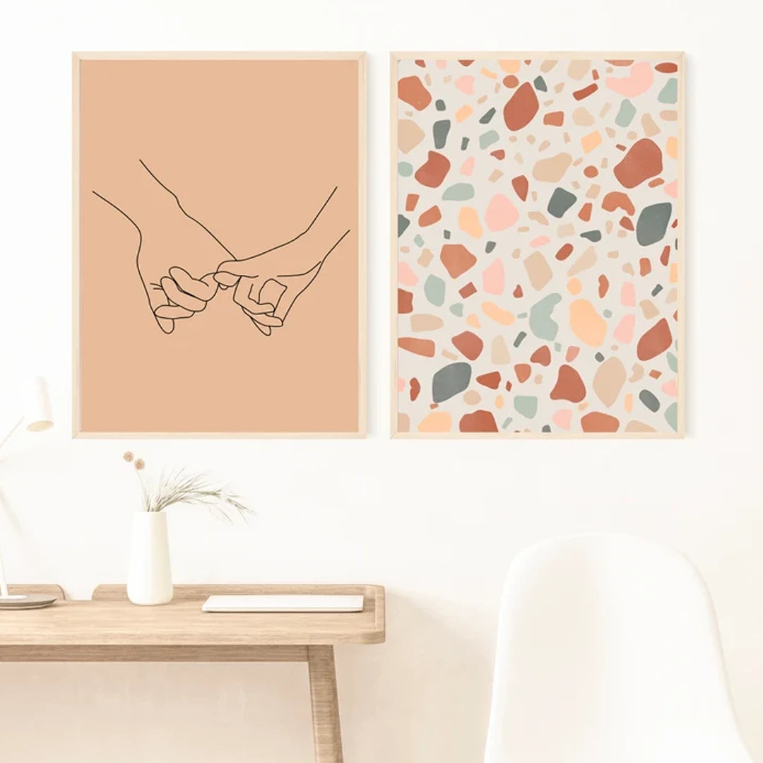 Plakat - Boho abstract, Love hands line - admen.dk