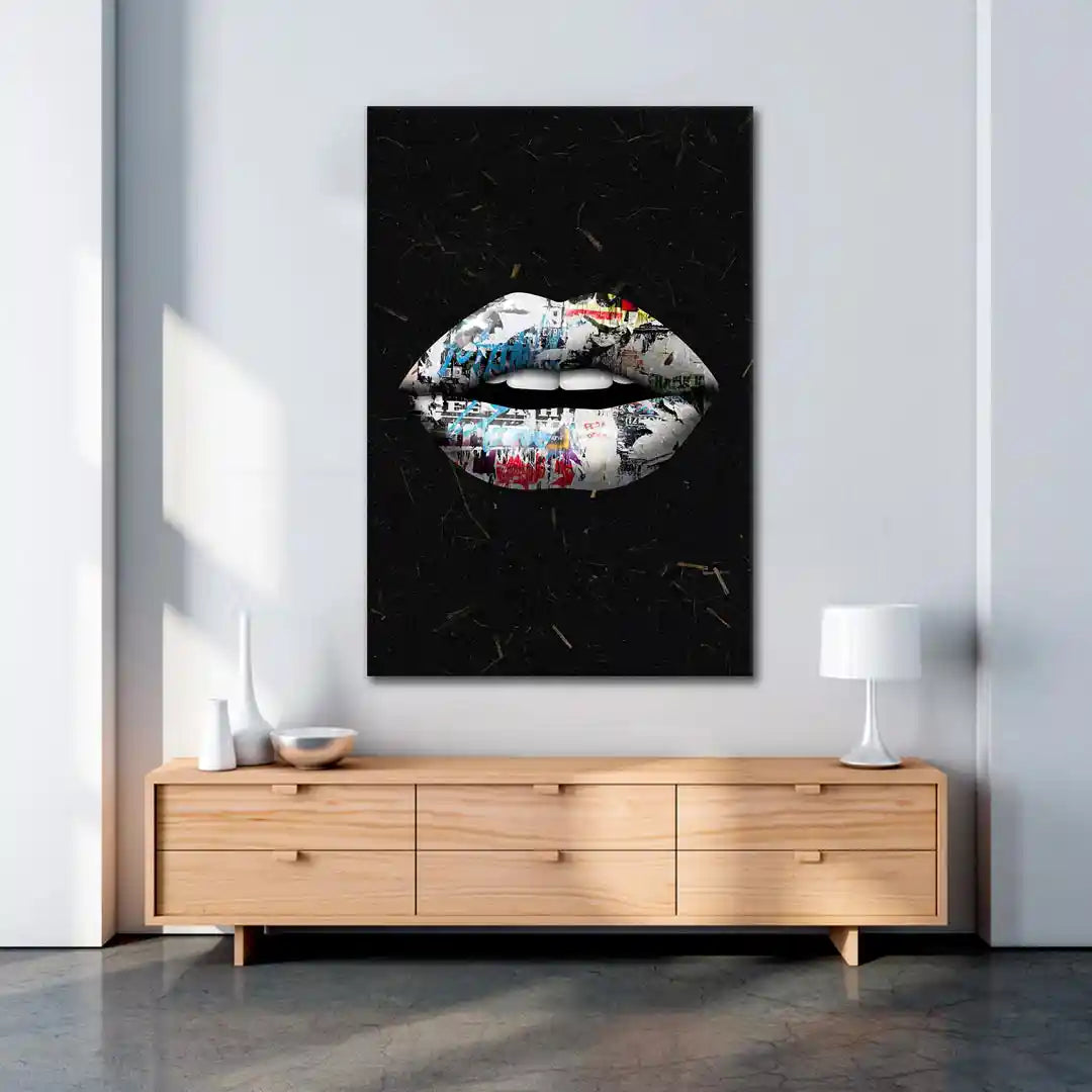 Plakat - Grey lips kunst - admen.dk