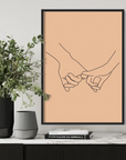 Plakat - Boho abstract, Love hands line - admen.dk