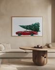 Plakat - Eighties car carrying a Christmas tree