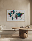 Plakat - Charleena world map with cities, Solivagant