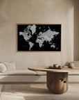 Plakat - Gray world map with cities, Joseph