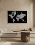 Plakat - Gray world map with cities, Baibah