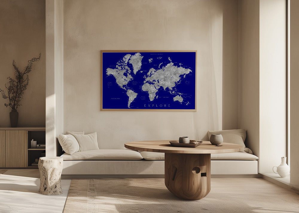 Plakat - Explore world map with cities, Valrie